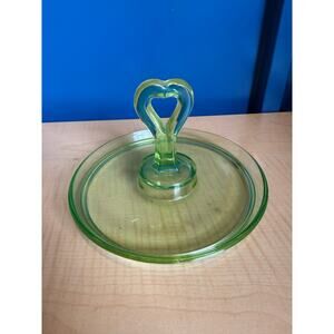 Uranium Glass Cordial Set of Three Glasses with Tray